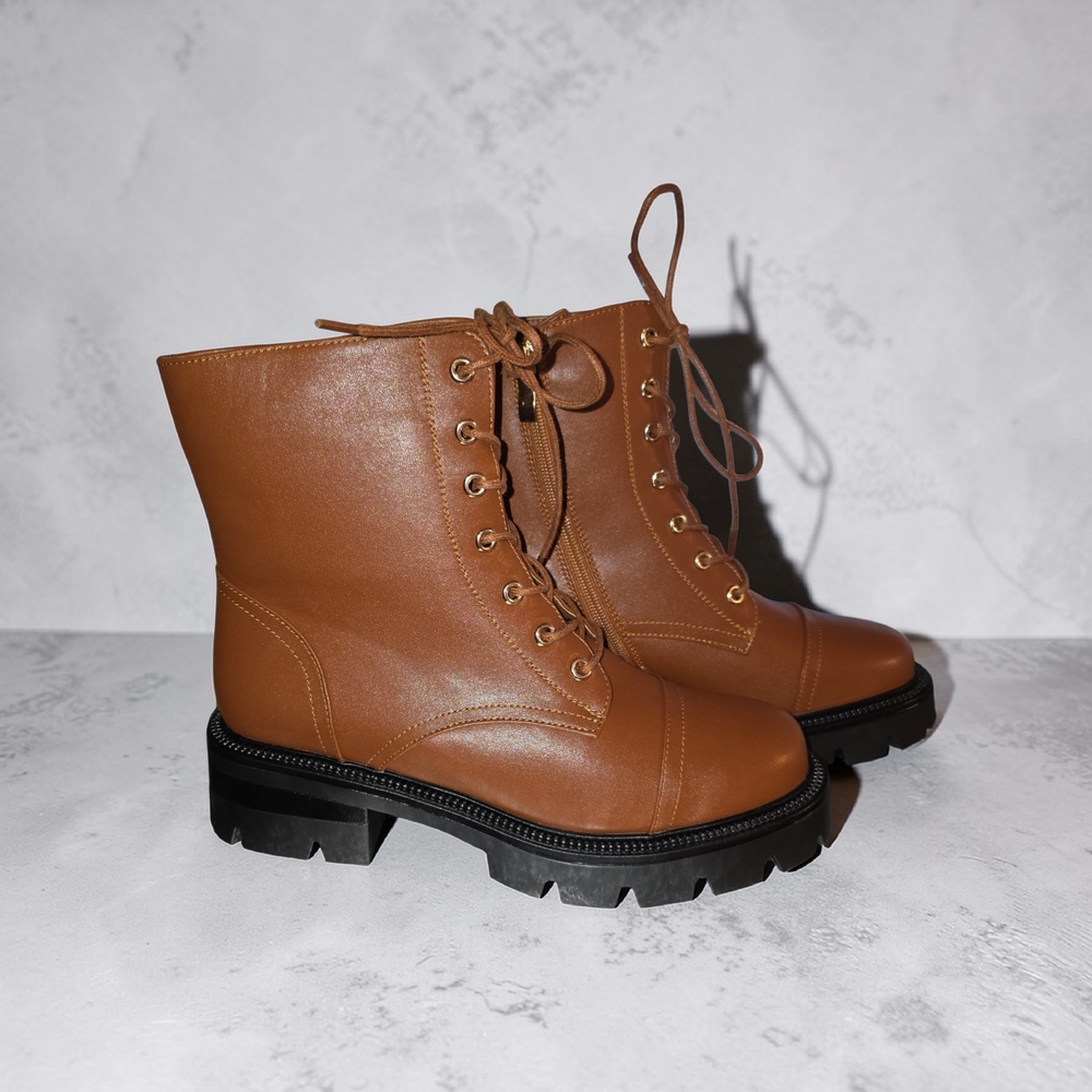 Classic Tan Lace-Up Combat Boots